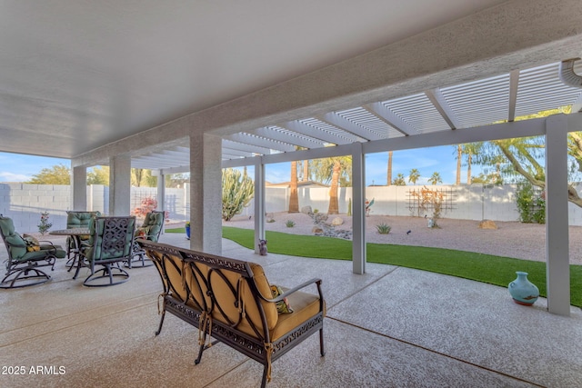 view of patio / terrace featuring a pergola