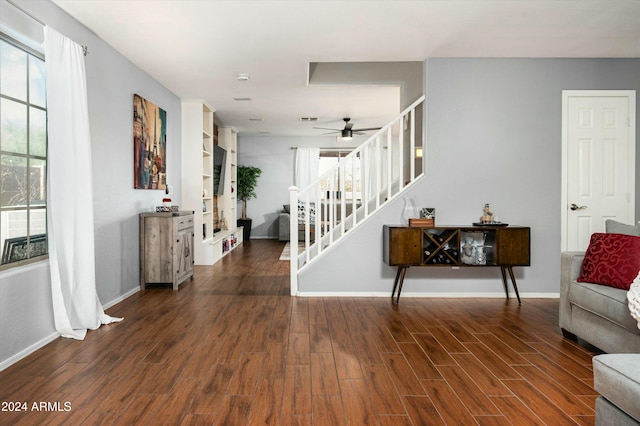 interior space featuring a healthy amount of sunlight and dark wood-type flooring