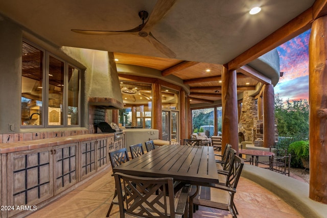 dining room featuring beam ceiling