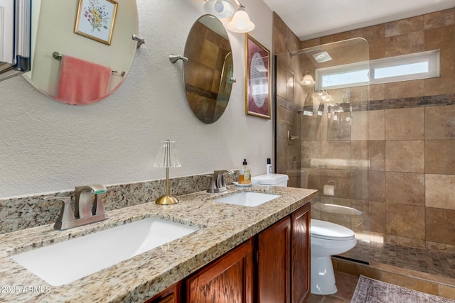 4601 E Sunnyside Ln, Phoenix, AZ 85032 - full bath featuring toilet, a walk in shower, and double vanity