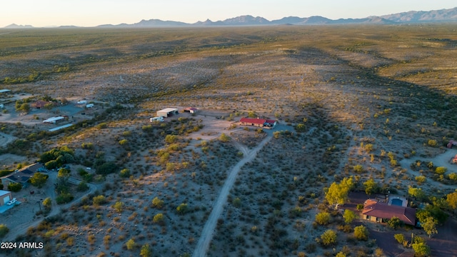 birds eye view of property featuring a rural view and a mountain view