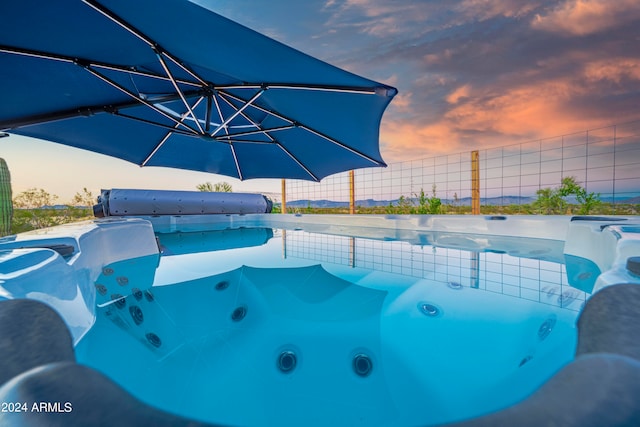 view of swimming pool with a jacuzzi