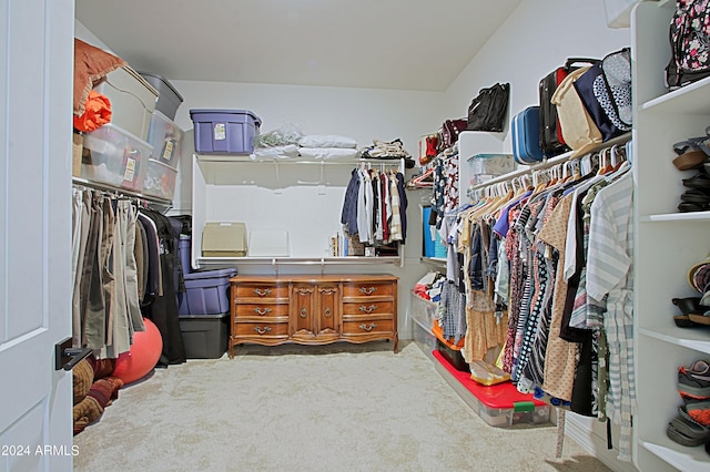 walk in closet with carpet