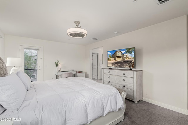 2540 N Stone Hill Rd, Buckeye, AZ 85396 - carpeted bedroom featuring access to outside, baseboards, and visible vents