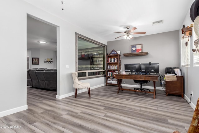 2910 S Olivewood, Mesa, AZ 85212 - office space with ceiling fan, wood finished floors, and baseboards