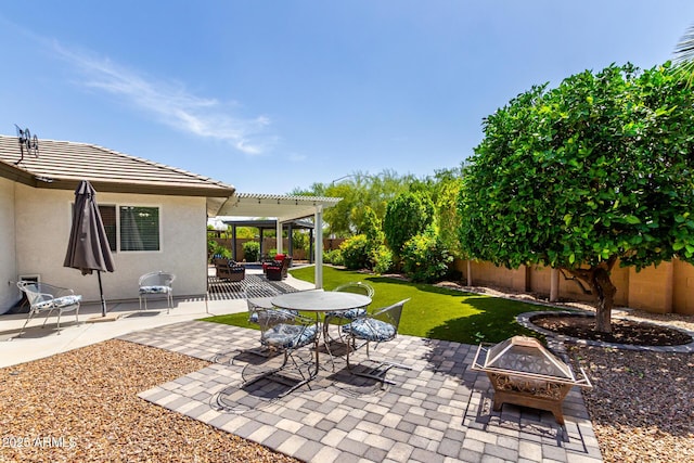 2910 S Olivewood, Mesa, AZ 85212 - view of patio with an outdoor fire pit and a pergola