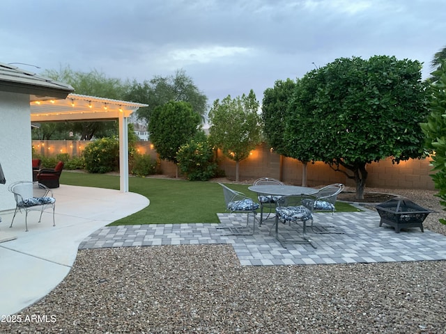 2910 S Olivewood, Mesa, AZ 85212 - view of yard with a fire pit and a patio