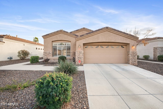 view of front of property with a garage