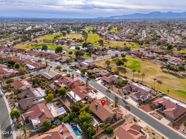 drone / aerial view with a mountain view