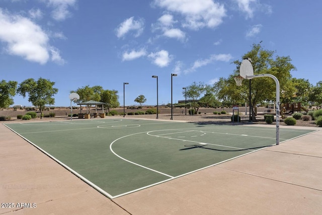 view of basketball court featuring community basketball court and a gazebo