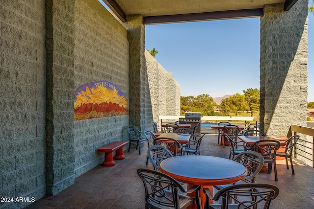 view of patio / terrace with outdoor dining area and grilling area