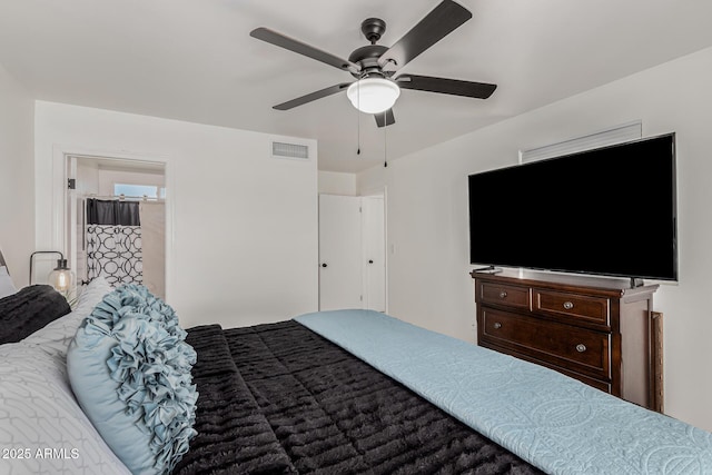 bedroom featuring ceiling fan