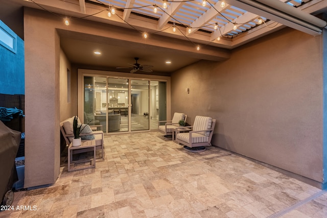 view of patio with a pergola and ceiling fan