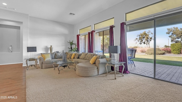 4276 E Meadowview Dr, Gilbert, AZ 85298 - living area with recessed lighting, baseboards, visible vents, and wood finished floors