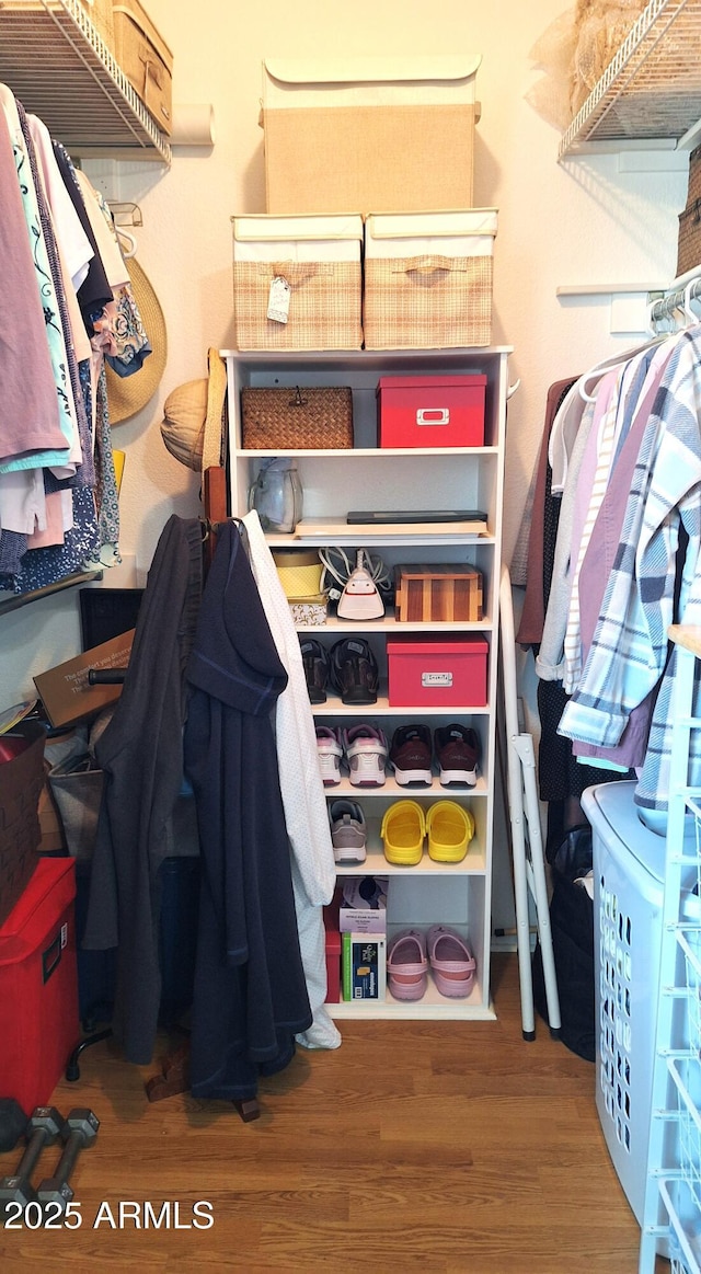 spacious closet with wood finished floors