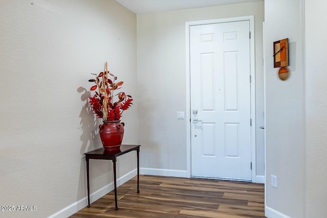 foyer with dark hardwood / wood-style floors