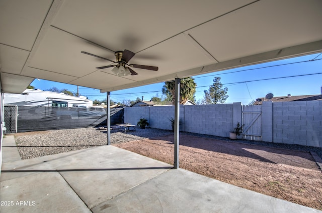 view of patio with ceiling fan