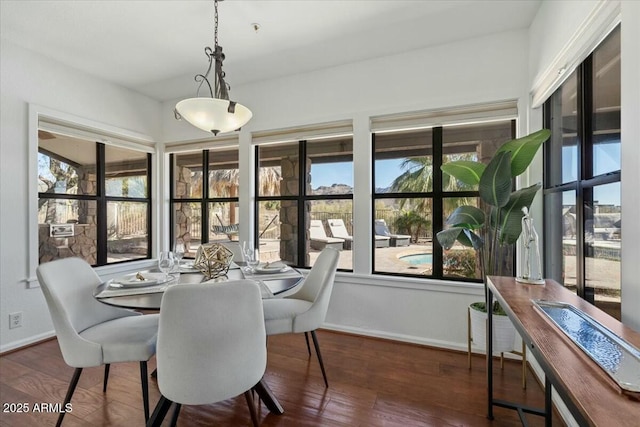 dining room with dark hardwood / wood-style floors