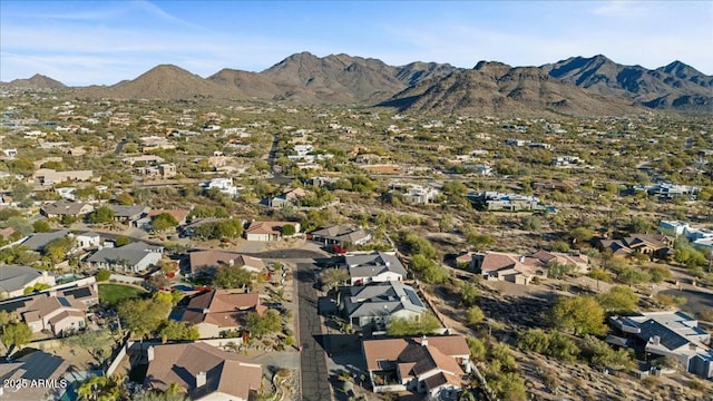 drone / aerial view with a mountain view