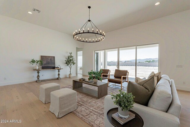 living room featuring light hardwood / wood-style floors