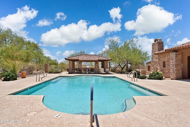 view of pool with a gazebo and a patio