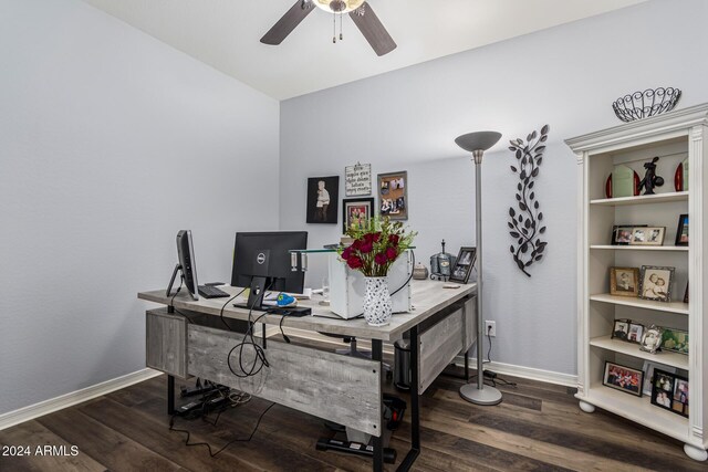10637 W Eucalyptus Rd, Peoria, AZ 85383 - office featuring ceiling fan, baseboards, and wood finished floors