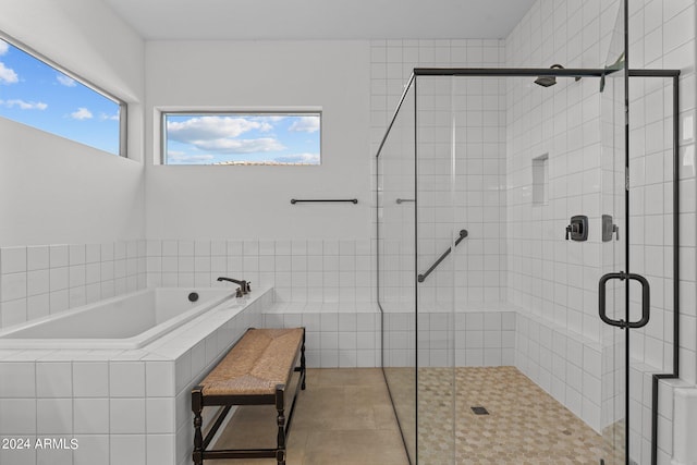 bathroom with independent shower and bath