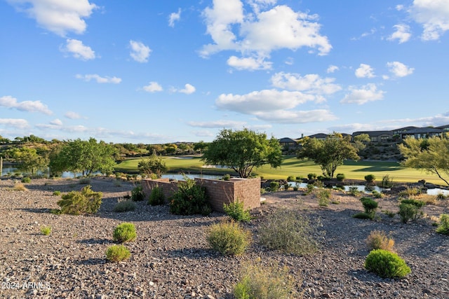 view of yard with a water view