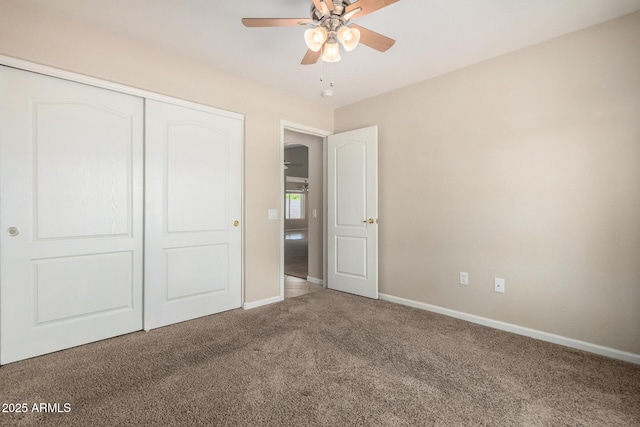 1625 E Daisy St, Casa Grande, AZ 85122 - unfurnished bedroom featuring carpet floors, a closet, baseboards, and ceiling fan