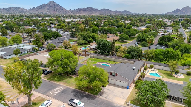 5621 N 13th St, Phoenix, AZ 85014 - aerial perspective of suburban area with a mountain backdrop and a pool
