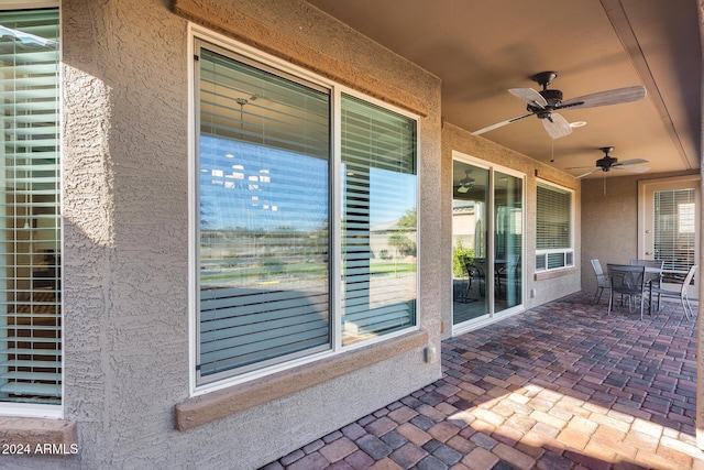 view of patio with ceiling fan