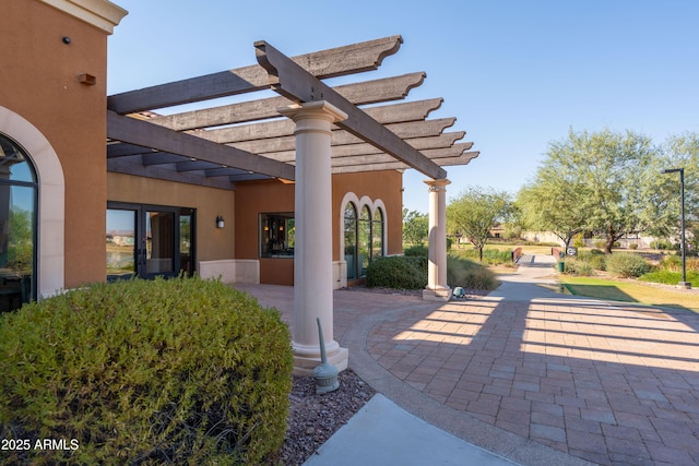 view of patio / terrace featuring a pergola