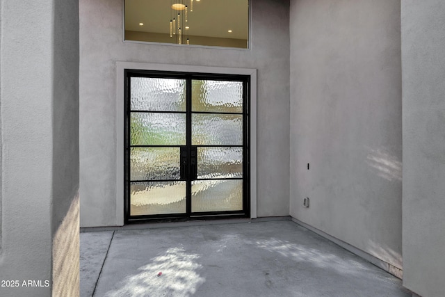 interior space featuring concrete floors