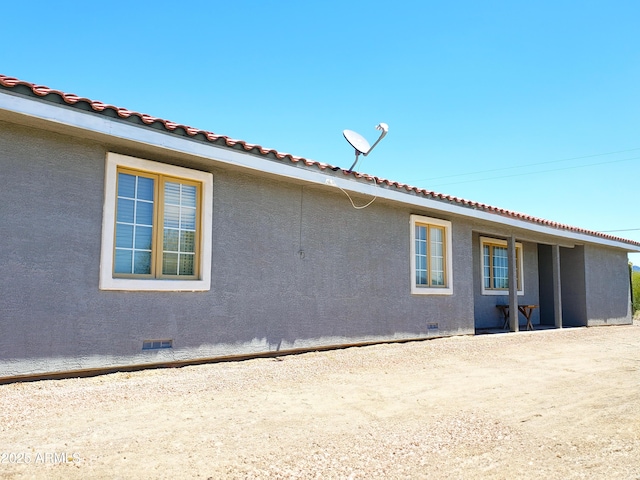 69762 Old Bell Rd, Salome, AZ 85348 - rear view of house featuring crawl space, stucco siding, and a tile roof