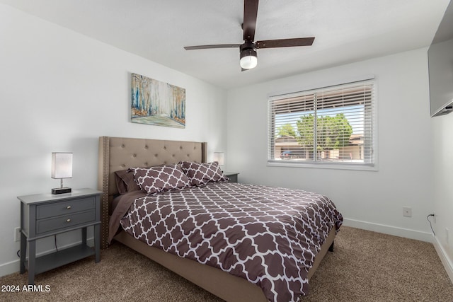 bedroom with carpet flooring and ceiling fan