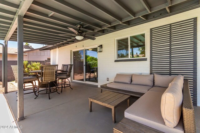 2041 E Harvard Dr, Tempe, AZ 85283 - view of patio / terrace with an outdoor living space, ceiling fan, and outdoor dining space