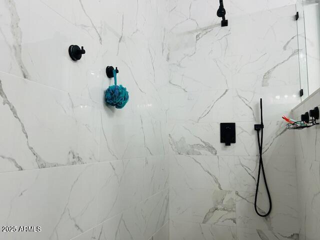 detailed view of a marble finish shower
