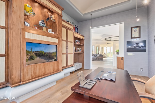 office space featuring hardwood / wood-style flooring