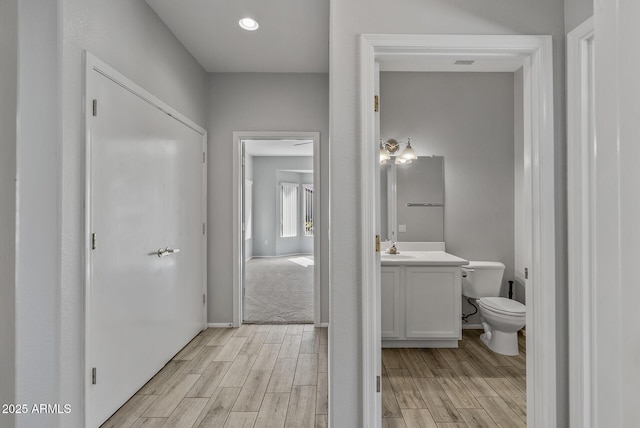 bathroom with toilet and vanity