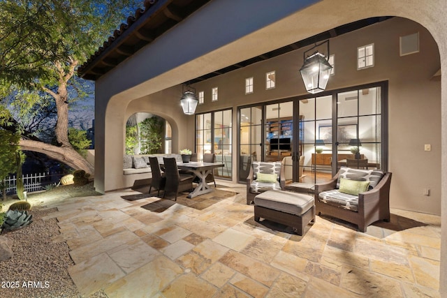 view of patio featuring visible vents and an outdoor living space