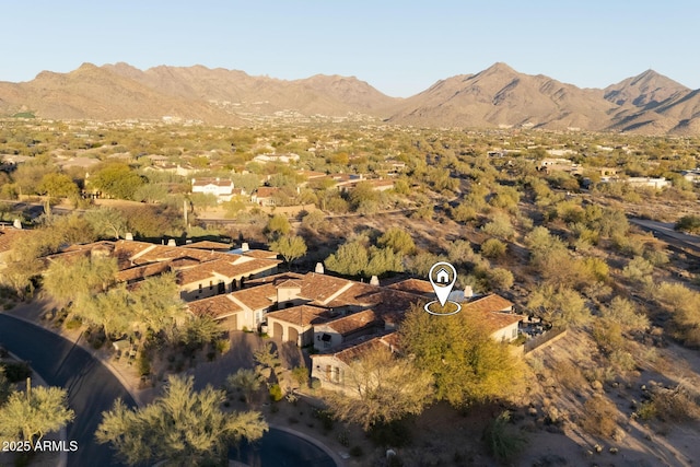 aerial view with a mountain view