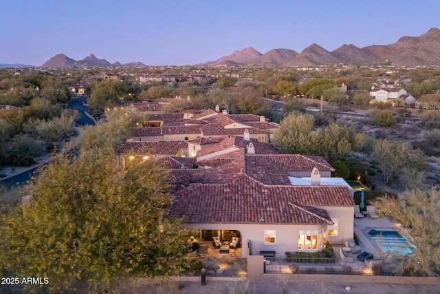 aerial view featuring a mountain view