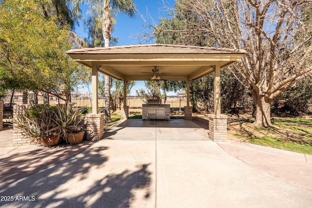 25509 S Lime Dr, Queen Creek, AZ 85142 - view of patio / terrace featuring fence and a ceiling fan