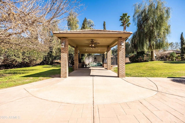 25509 S Lime Dr, Queen Creek, AZ 85142 - view of patio with a ceiling fan and driveway
