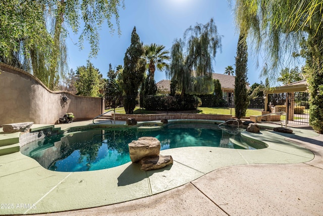 25509 S Lime Dr, Queen Creek, AZ 85142 - view of swimming pool featuring a fenced in pool, a patio area, and a fenced backyard