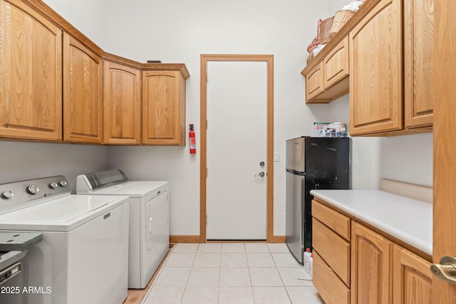 25509 S Lime Dr, Queen Creek, AZ 85142 - laundry room featuring light tile patterned floors, baseboards, a sink, cabinet space, and washing machine and dryer