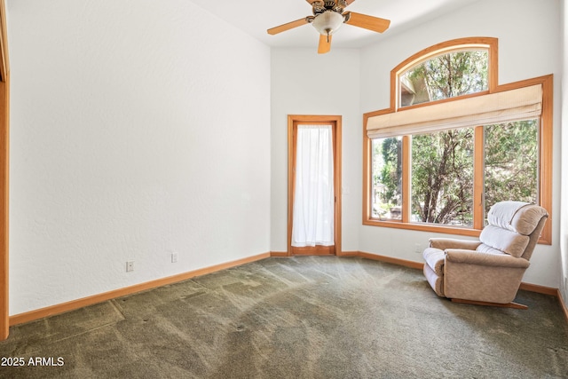 25509 S Lime Dr, Queen Creek, AZ 85142 - sitting room with a healthy amount of sunlight, ceiling fan, baseboards, and carpet floors