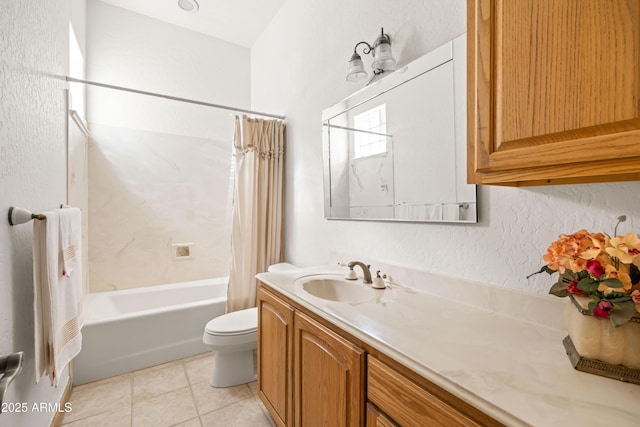 25509 S Lime Dr, Queen Creek, AZ 85142 - full bath featuring tile patterned floors, toilet, vanity, and shower / bath combination with curtain