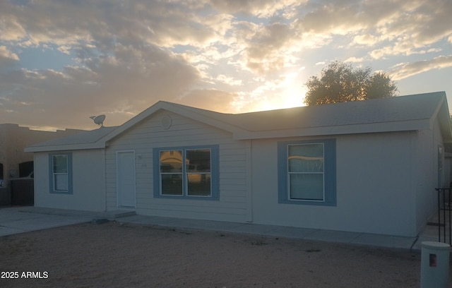 view of front of home with a patio