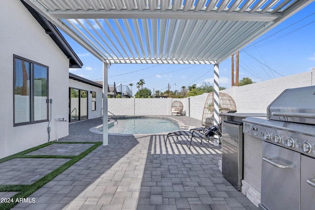 exterior space with a fenced in pool